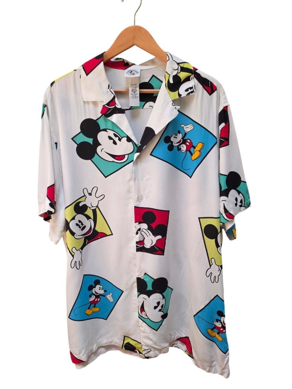 Disney Mickey & Co. Men's XXL Short Sleeve Button Front All Over Mickey Mouse Sh
